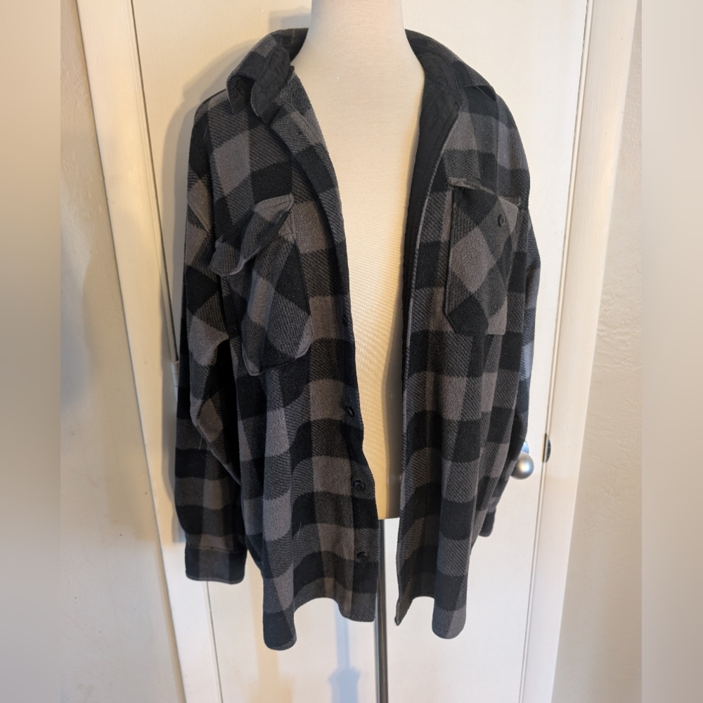 Wrangler‎ Black and Gray Plaid Flannel Mens sz L